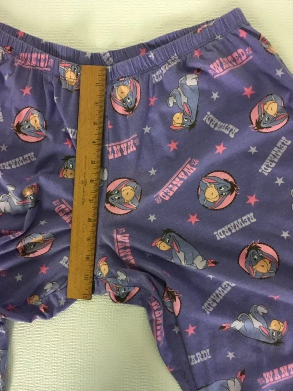 Disney Capri PJ Bottoms Size XL Purple with Eeyore Wanted Reward Elastic Waist - Picture 10 of 13